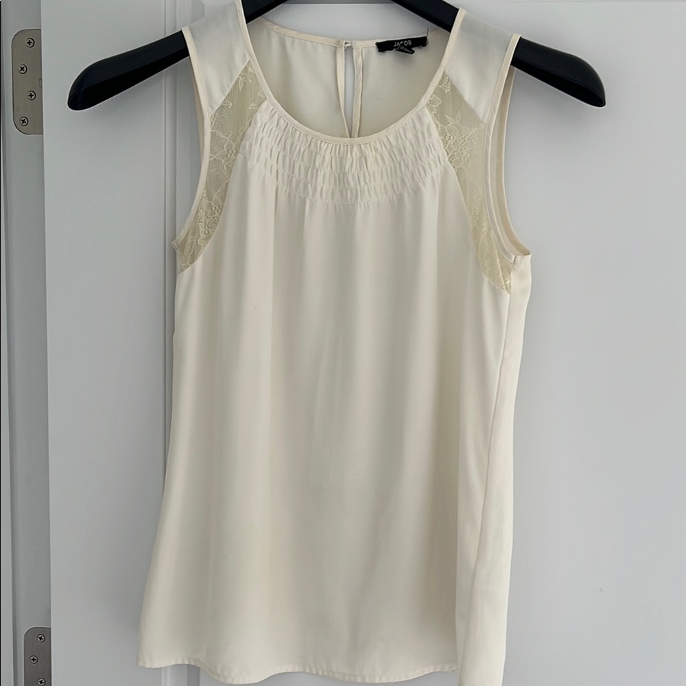 Jacob Cream Sleeveless Blouse Top with Lace
